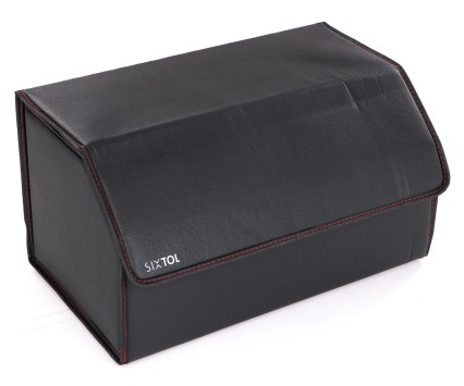 Organizador de maletero de coche CAR COMPACT LEATHER L, 2 compartimentos, plegable, con tapa