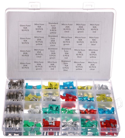 Juego de fusibles automotrices y de vidrio MECHANIC FUSE SET 215