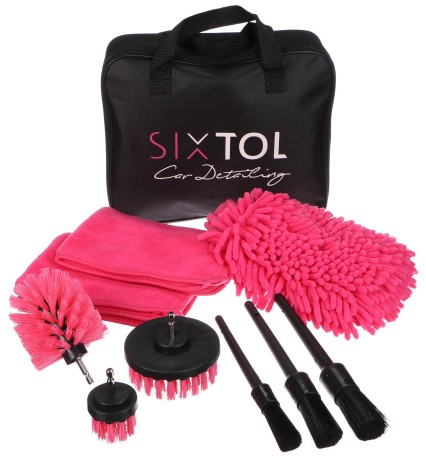 Kit multifuncional de limpieza y lavado de coche CAR DETAILING PINK 9, 9 piezas