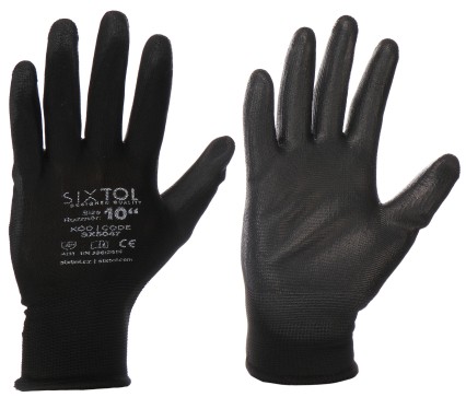 Guantes de trabajo de poliéster, medio recubiertos de poliuretano GLOVE PE-PU 10, negro, talla 10