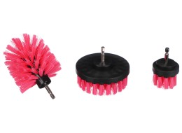 Juego de cepillos rosas para taladro para limpieza de coche CAR DETAILING DRILL BRUSH PINK 3, 3 piez