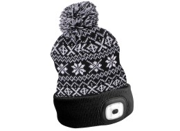 Gorro con linterna de 180 lm, recargable, USB, talla universal, algodón/PE, invierno negro